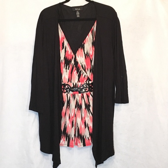 Style & Co. Tops - Style & Co Abstract Layered Look V Neck Blouse